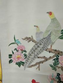 原云南省部队退休老干部 郑尚琼 2006年书画作品一幅 锦鸡茶花 【编号034】