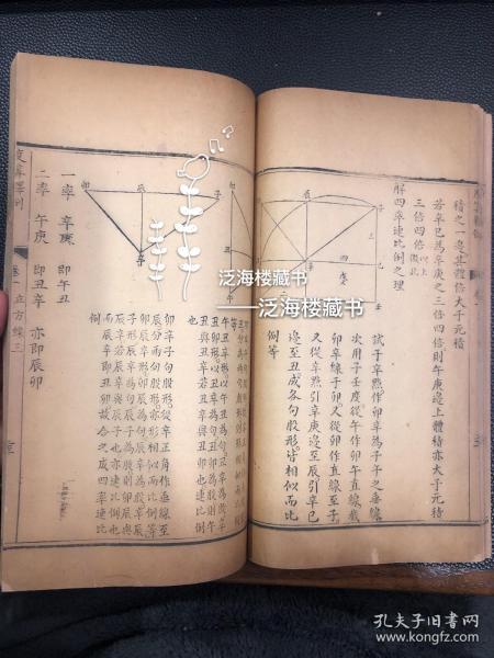 极稀见数学类古籍】清刻本 【度算释例】1册全。精写刻，品相佳，孔网孤本。此书为清代著名数学家梅文鼎历算全书之一种，内有各类数学类版画数十幅。十分罕见，值得收藏