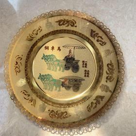 鎏金精品工艺铜赏盘——秦陵铜车马
