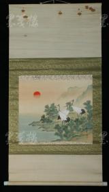 【日本回流】原装旧裱 红云 水墨画作品一幅（绢本立轴，画心约40*49cm） HXTX311408