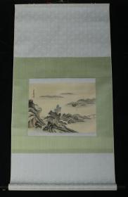 【日本回流】原装旧裱 水墨山水画 一幅（绢本立轴） HXTX523133