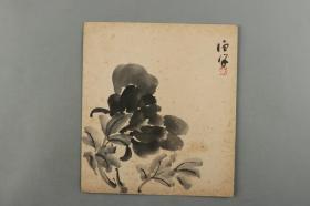 4【日本回流】原装精美卡纸  水墨花卉 一幅（纸本镜心） HXTX169712