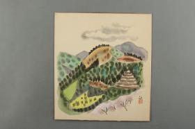 4【日本回流】原装精美卡纸  正 水墨画 一幅（绢本镜心，钤印：杨） HXTX169716