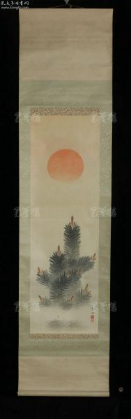 【日本回流】原装旧裱 东水 水墨画作品“晨光”一幅（绢本立轴，画心约3.6平尺，钤印：东水 ）HXTX311336