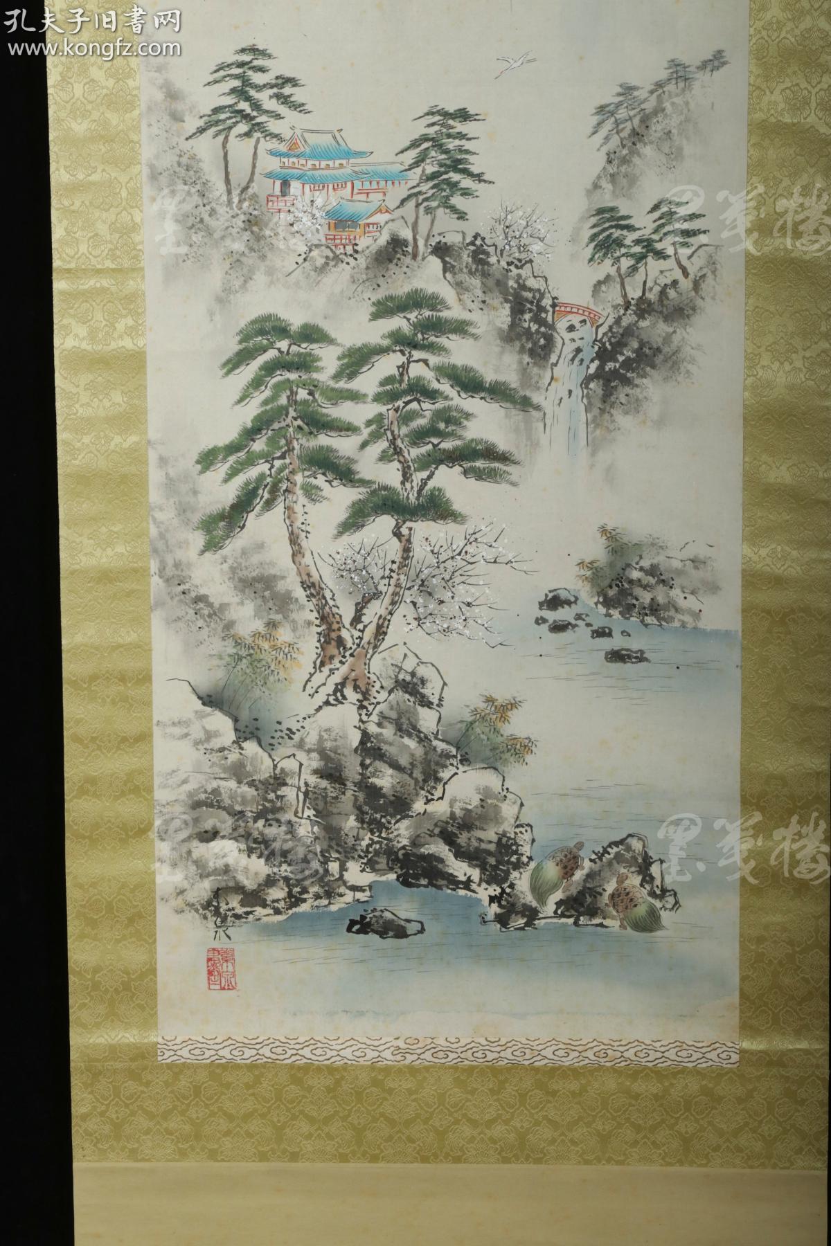 【日本回流】原装旧裱 佚名 水墨画作品一幅（绢本立轴，画心约4.1平尺） HXTX311421