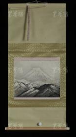 【日本回流】原装旧裱 佚名 水墨画作品“火山图”一幅（纸本立轴，画心约1.6平尺 ）HXTX311324