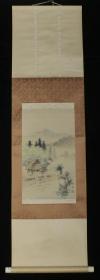 【日本回流】原装旧裱 瑞哲 水墨山水画 一幅（纸本立轴，钤印： 瑞） HXTX523137