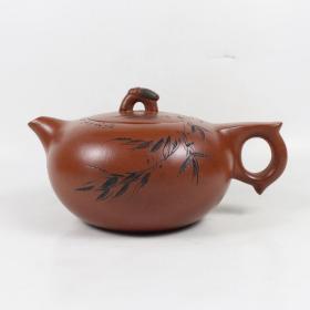 精品收藏宜兴原矿手工刻字茶壶茶具