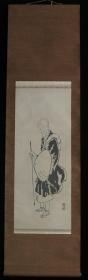 【日本回流】原装旧裱 畼峰 水墨人物作品 一幅（布本立轴，画心约2平尺，钤印：畼峰） HXTX170648