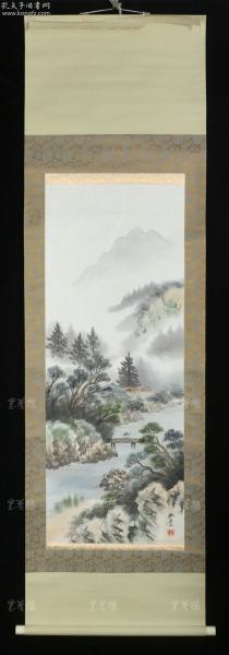 【日本回流】原装旧裱 幽象 水墨画作品一幅（绢本立轴，画心约3.7平尺，钤印：幽象） HXTX170507