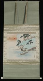 【日本回流】原装旧裱 长秋 山水作品 一幅（纸本立轴，画心约2平尺，钤印：长秋） HXTX170645