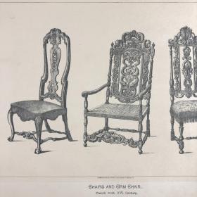 「法国扶手椅」 1880年欧洲家具艺术古董石版画 尺寸35*26厘米 /EuFurArt391