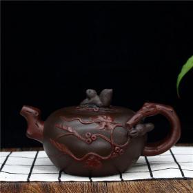 宜兴紫砂壶原矿手工茶壶松鼠葡萄壶