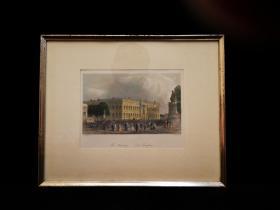 十九世纪 威尼斯风景之The King‘s Theatre，手工上色钢版画，风景优美，刻画细腻