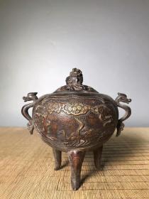 旧藏紫铜熏炉宽16厘米 高15.5厘米，重1200克