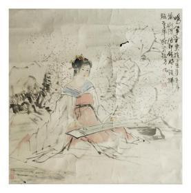 著名画家【张翰青】1996年人物画一幅，原装原裱镜片，画心尺寸：66*66厘米（约3.9平尺）