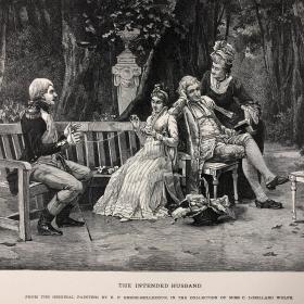 「未婚夫」Berne-Bellecour[绘] 1888年 美国艺术珍品巨幅木版画 尺寸41.5*27.7厘米 / ATA171