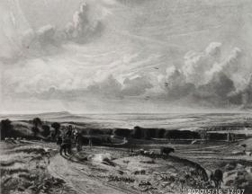 【大英博物馆藏画】1845年英国风景"康斯特勃"作品系列美柔汀铜版画《汉普特斯西斯公园》—英国皇家美术学院院士“约翰・康斯特勃(John Constable,1776—1837)”作品 雕刻：David Lucas 尺寸42x29cm 高档美柔汀铜版画 大英博物馆收藏编号：1846,1114.34（官网可查）