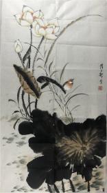 著名画家傅又新画作，花鸟，国家一级美术师，南京应天画院院长，南京博物院特约研究员，中国书法美术家协会理事，跨世纪文化艺术研究院副理事长，99*54（133）