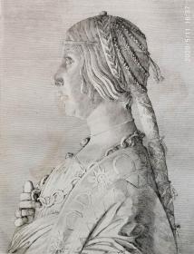 【大英博物馆藏画】1875年法国艺术蚀刻铜版画《女人半身像》——意大利画家“米诺·达·费埃索(Mino da Fiesole1429-1489)"作品 版画家“Paul Edme Le Rat”雕刻 法国ARCHES版画专用水印纸 43x30cm 大英博物馆收藏编号：1877,0210.481（官网可查）雕刻版画 原版版画 古董版画 老版画 欧洲版画 西洋版画 收藏装饰