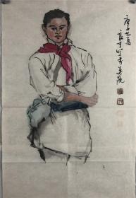 著名画家陈良才画作，人物，中国美术家协会会员，河南大学美术系教授，52*32（90）