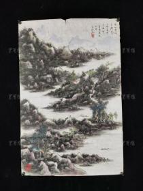 冯超然弟子、海上画家 李崇稼 水墨画作品“山水图”一幅（纸本软片，约2.8平尺，钤印：崇稼染翰）HXTX313982