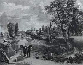 【大英博物馆藏画】1844年英国风景"康斯特勃"作品系列美柔汀铜版画《弗拉富德的水车小屋》—英国皇家美术学院院士“约翰・康斯特勃(John Constable,1776—1837)”作品 雕刻：David Lucas 尺寸42x29cm 高档美柔汀铜版画 大英博物馆收藏编号：1846,1114.35（官网可查）