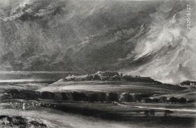 【大英博物馆藏画】1830年英国风景"康斯特勃"作品系列美柔汀铜版画《英国塞勒姆》—英国皇家美术学院院士“约翰・康斯特勃(John Constable,1776—1837)”作品 雕刻：David Lucas 尺寸42x29cm 高档美柔汀铜版画 大英博物馆收藏编号：1842,1210.127（官网可查）