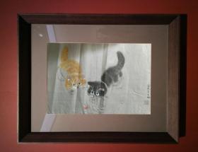 美院国画--小猫--01撤销展览，不带画框邮寄，绢本，