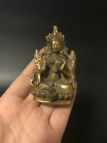 尼泊尔回流藏传铜佛像紫铜度母佛像，尺寸7cm