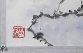 著名画家、国家一级美术师 赵洪波 甲午年（2014）设色山水《洞庭湖上所见》一幅（纸本托片，画心约1.5平尺，钤印：赵曦之印、大巧若拙）HXTX314888