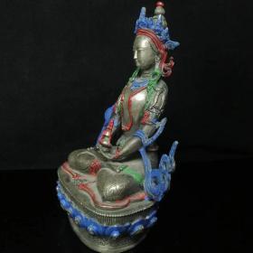 老铜器  老铜彩绘观音摆件