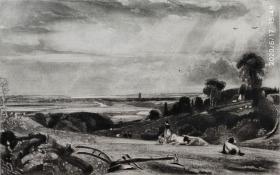 【大英博物馆藏画】1831年英国风景"康斯特勃"作品系列美柔汀铜版画《夏日清晨》—英国皇家美术学院院士“约翰・康斯特勃(John Constable,1776—1837)”作品 雕刻：David Lucas 尺寸42x29cm 高档美柔汀铜版画 大英博物馆收藏编号：1842,1210.122（官网可查）