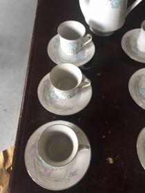 保真**，手绘图案，毛瓷，醴陵，茶具13件套