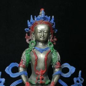 老铜器  老铜彩绘观音摆件
