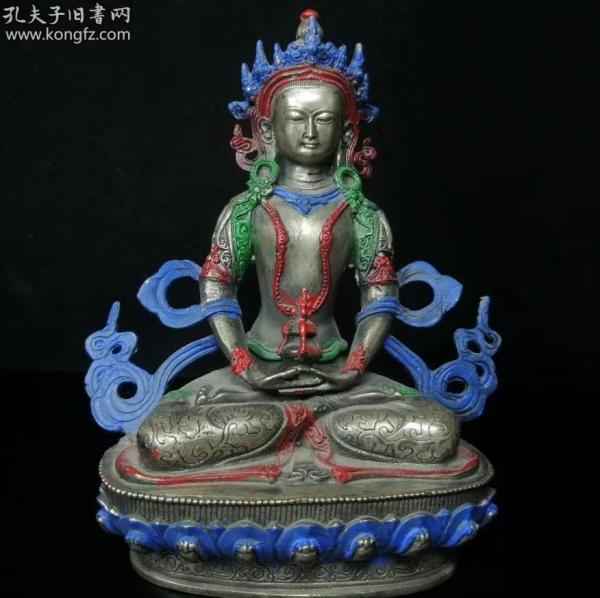 老铜器  老铜彩绘观音摆件