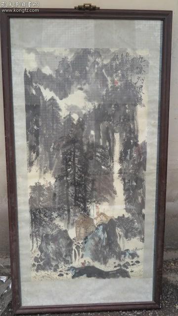 秦岭云    国画作品一幅 同一单位流出原装原框  画心尺寸136*68厘米