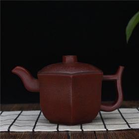 宜兴紫砂壶 名家手工刻字六方茶壶茶具