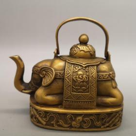 黄铜纯铜吉祥如意大象铜壶茶壶酒壶