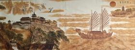 织锦绣山水布画一副，尺寸60×160cm。