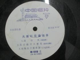 中国唱片社出版  老唱片一张 民族器乐曲《大寨红花遍地开》尺寸25/25厘米