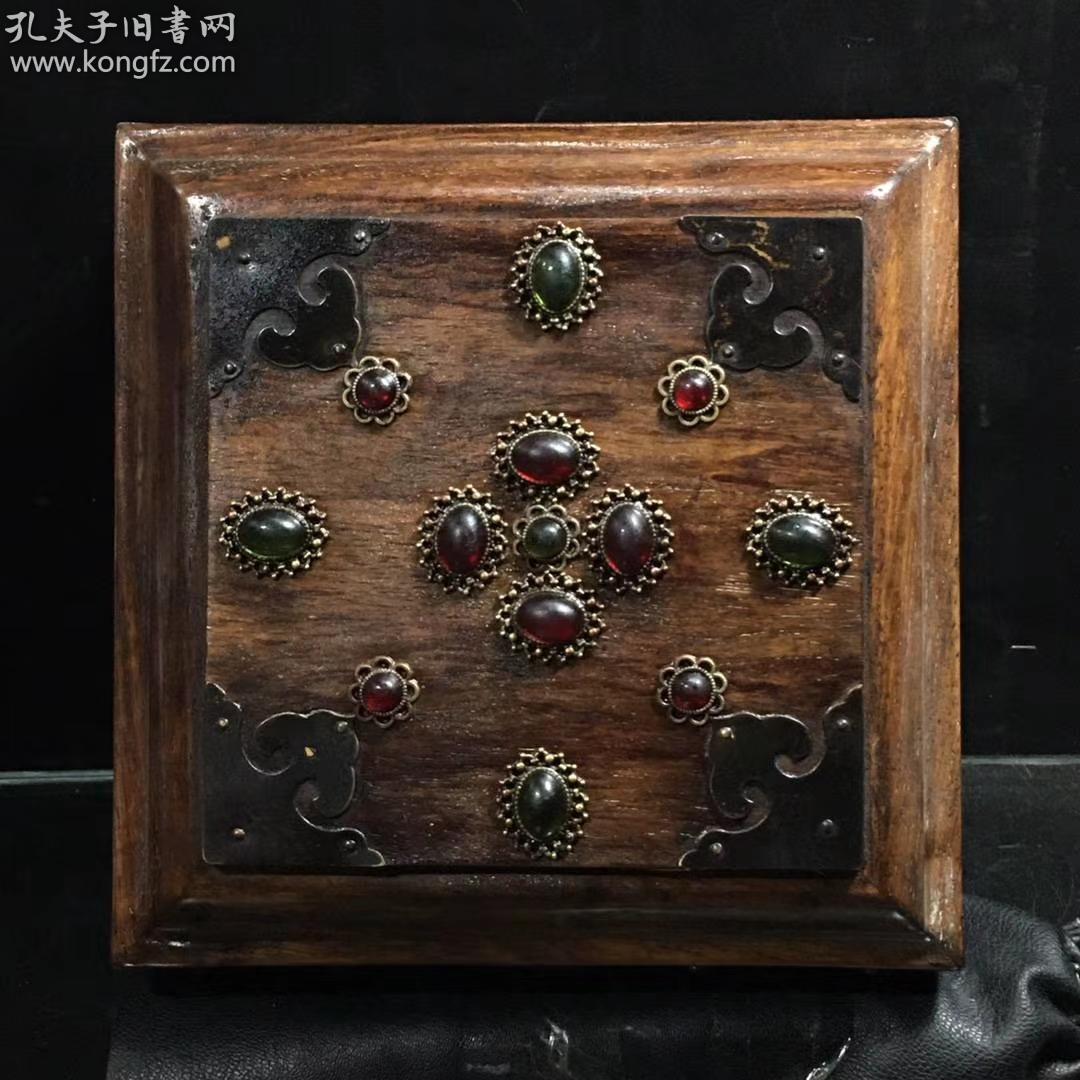 非洲花梨木镶宝石 印章盒