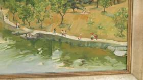 原框 风景油画一幅 佚名 春游 尺寸59*79厘米