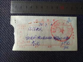 1973年文时期安徽省歙县洽河大队农村放电影（南江村的妇女）收据一张。