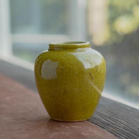 哥釉黄釉水培罐