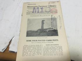 英文原版 some four-footed farm pests一些四足农场害虫  明尼苏达州农民图书馆 1914盖南京大学钢印戳  内柜3  2层