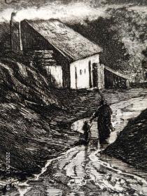 （满百元包顺丰）“原创版画”1881年版画艺术系列蚀刻铜版画《荷兰风景》—奥地利版画家：伊格纳兹·奥古斯特·格罗兹（Ignaz August Grosz，1847–1917） 作品 雕刻 34x26cm