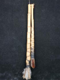 苏-士-澍旧藏：士澍选颖 小文敬制 毛笔 两件（长：40.3cm、34.5cm）HXTX318031