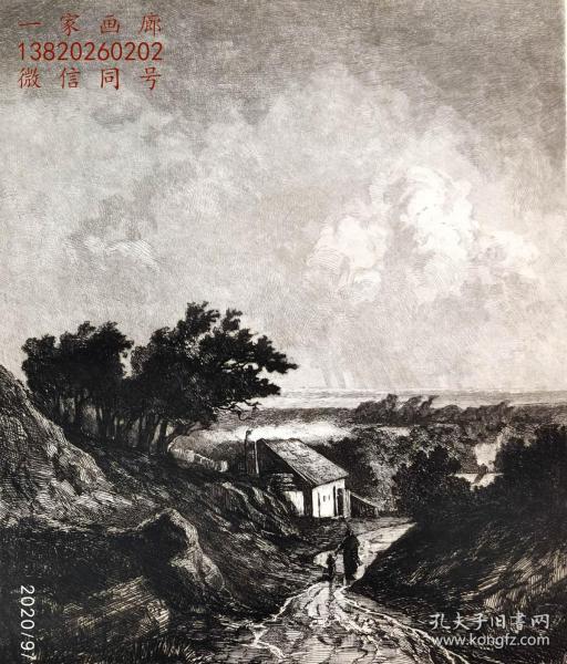 （满百元包顺丰）“原创版画”1881年版画艺术系列蚀刻铜版画《荷兰风景》—奥地利版画家：伊格纳兹·奥古斯特·格罗兹（Ignaz August Grosz，1847–1917） 作品 雕刻 34x26cm