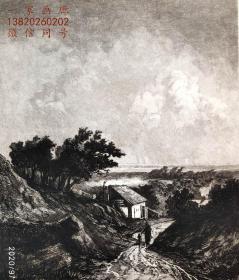 （满百元包顺丰）“原创版画”1881年版画艺术系列蚀刻铜版画《荷兰风景》—奥地利版画家：伊格纳兹·奥古斯特·格罗兹（Ignaz August Grosz，1847–1917） 作品 雕刻 34x26cm